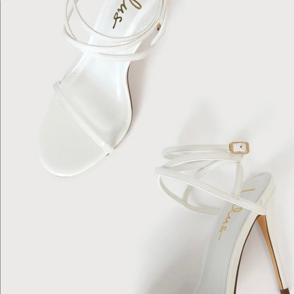 Sydd Off White Patent Ankle Wrap High Heel Sandals - Picture 5 of 7